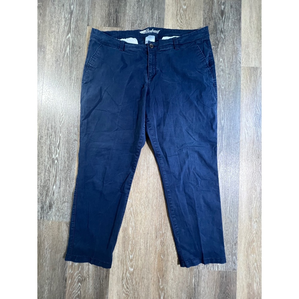 Old Navy Boyfriend Chinos Women 20 Tall Navy Blue Stretch Cotton Casual Pants
